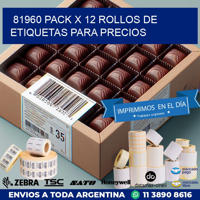 81960 PACK X 12 ROLLOS DE ETIQUETAS PARA PRECIOS