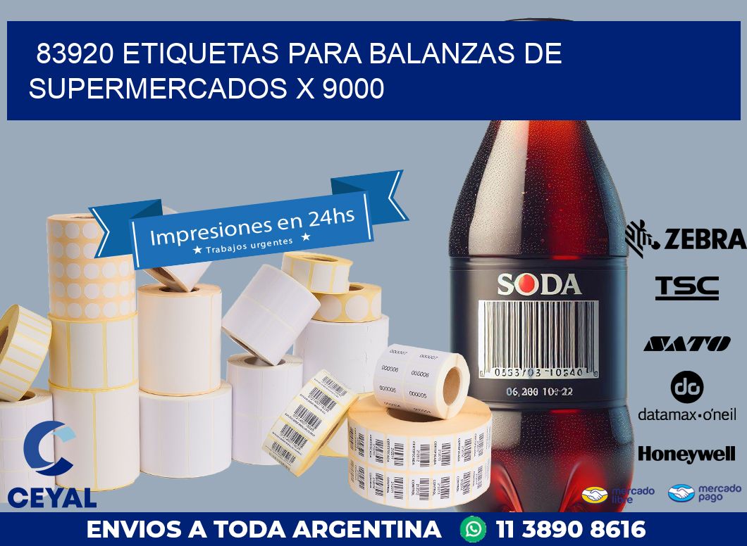 83920 ETIQUETAS PARA BALANZAS DE SUPERMERCADOS X 9000