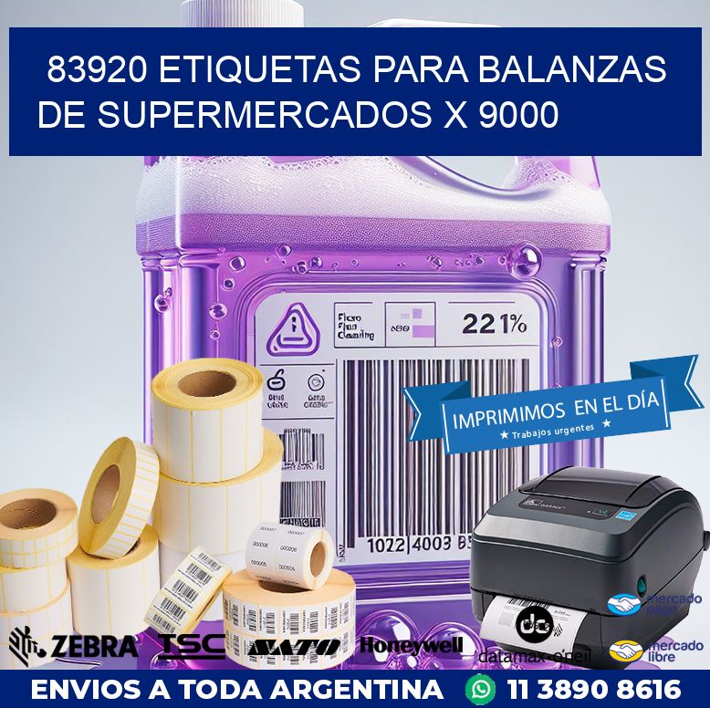 83920 ETIQUETAS PARA BALANZAS DE SUPERMERCADOS X 9000