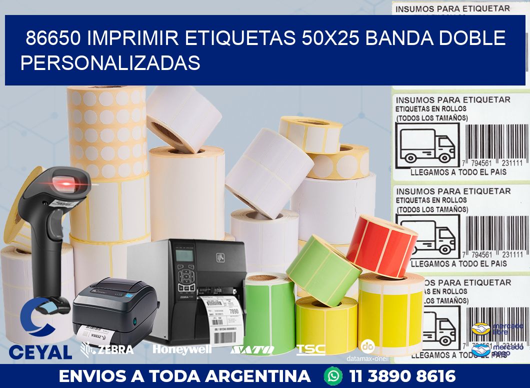 86650 IMPRIMIR ETIQUETAS 50X25 BANDA DOBLE PERSONALIZADAS