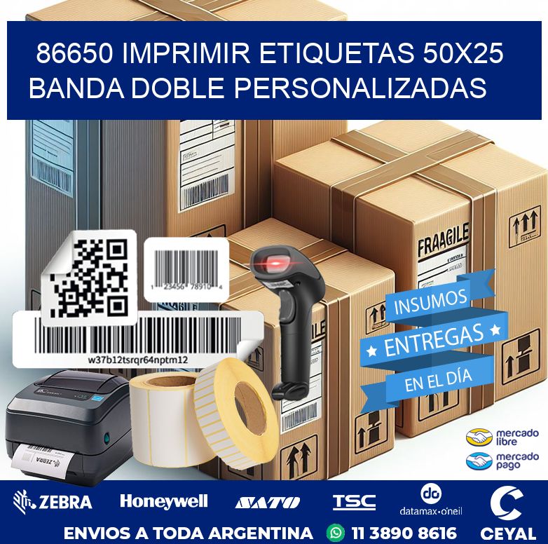 86650 IMPRIMIR ETIQUETAS 50X25 BANDA DOBLE PERSONALIZADAS