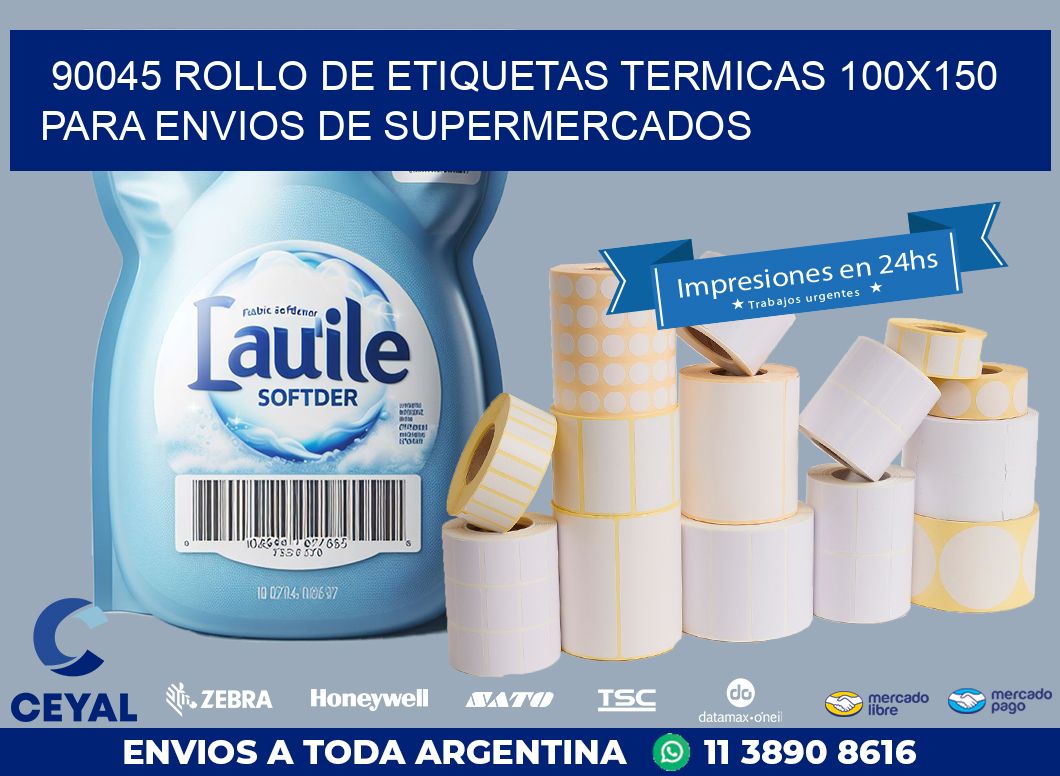 90045 ROLLO DE ETIQUETAS TERMICAS 100X150 PARA ENVIOS DE SUPERMERCADOS