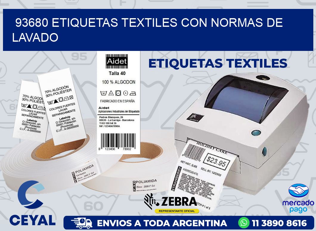 93680 ETIQUETAS TEXTILES CON NORMAS DE LAVADO