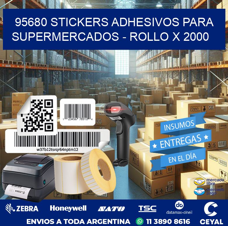 95680 STICKERS ADHESIVOS PARA SUPERMERCADOS - ROLLO X 2000