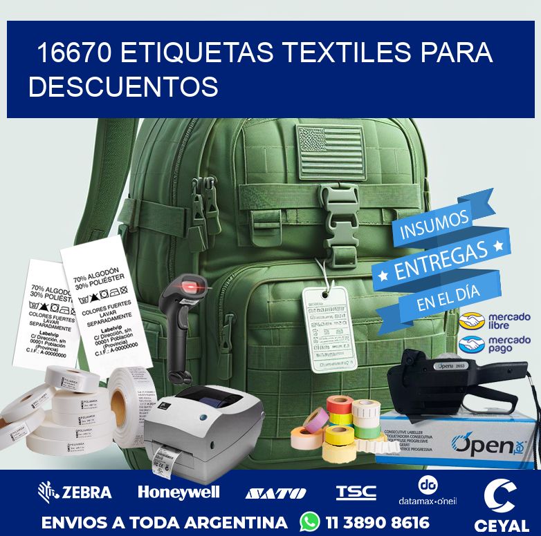 16670 ETIQUETAS TEXTILES PARA DESCUENTOS