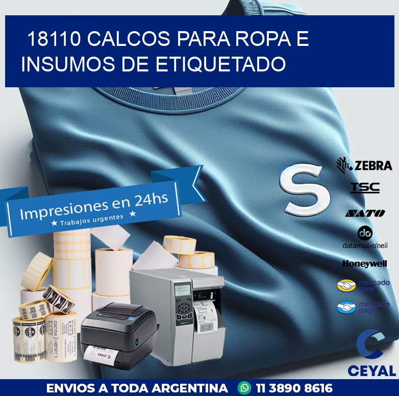 18110 CALCOS PARA ROPA E INSUMOS DE ETIQUETADO