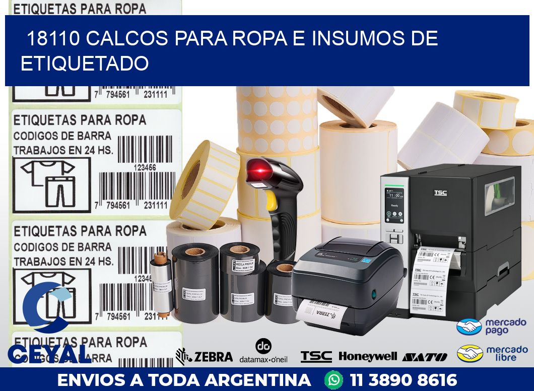 18110 CALCOS PARA ROPA E INSUMOS DE ETIQUETADO
