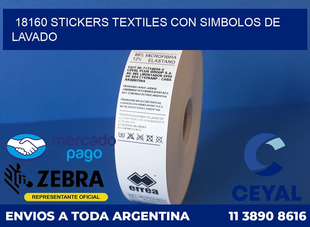 18160 STICKERS TEXTILES CON SIMBOLOS DE LAVADO