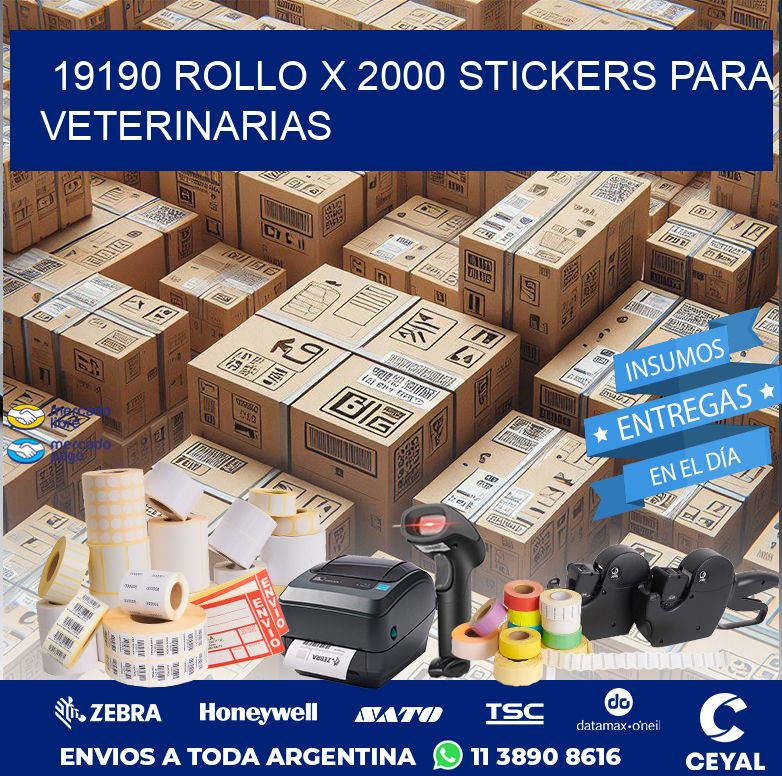 19190 ROLLO X 2000 STICKERS PARA VETERINARIAS