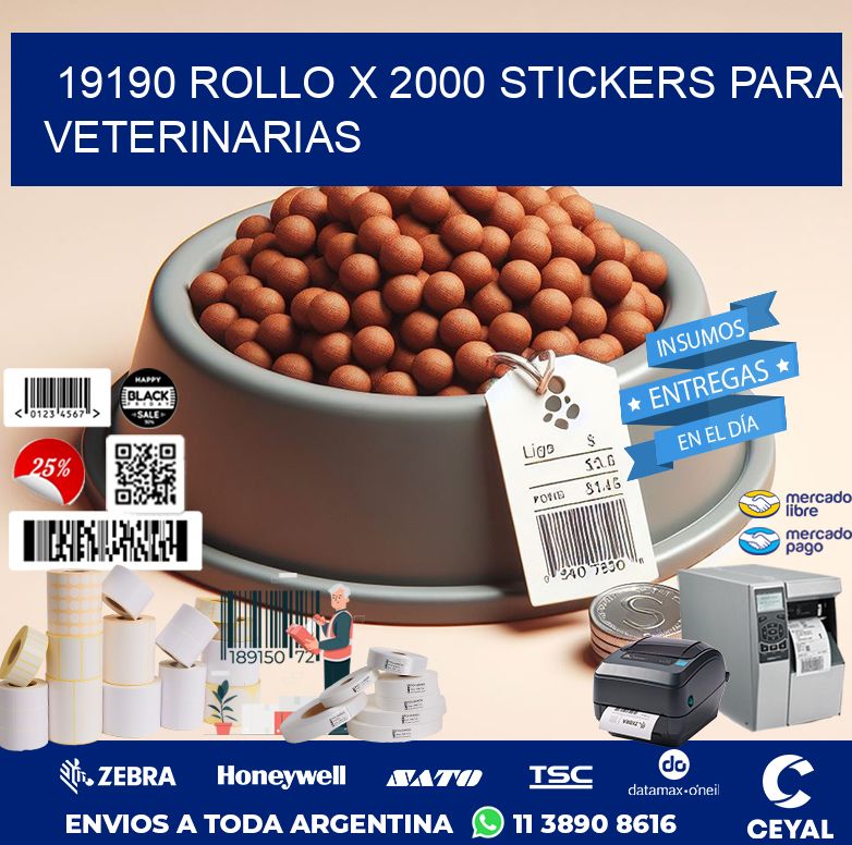19190 ROLLO X 2000 STICKERS PARA VETERINARIAS