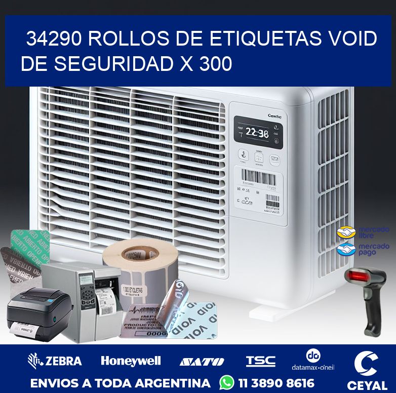 34290 ROLLOS DE ETIQUETAS VOID DE SEGURIDAD X 300