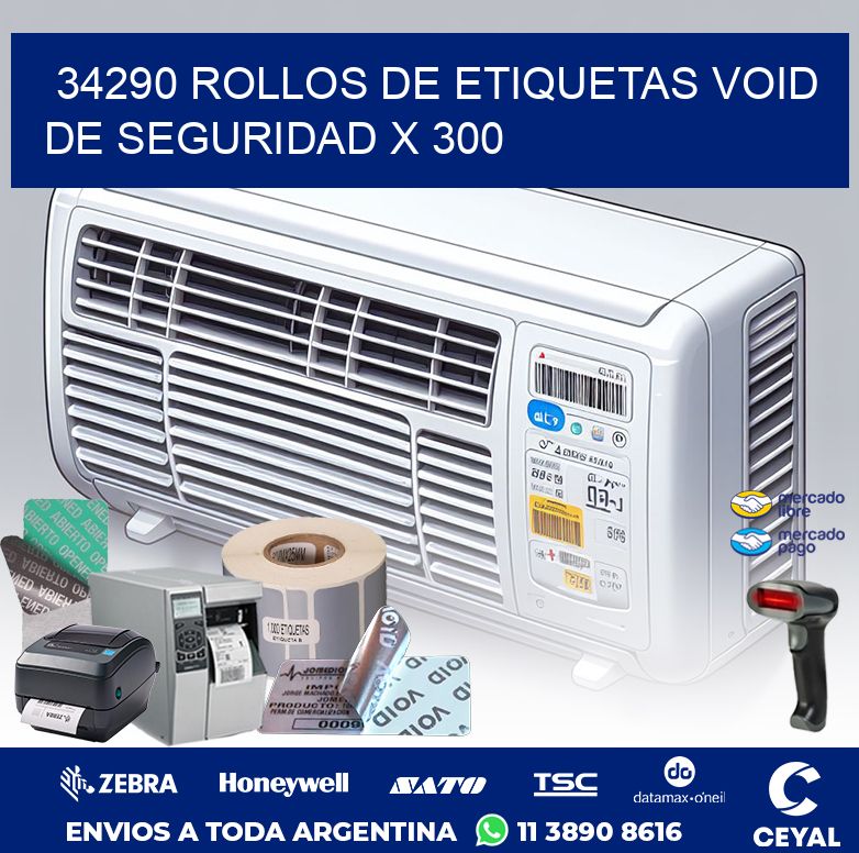 34290 ROLLOS DE ETIQUETAS VOID DE SEGURIDAD X 300