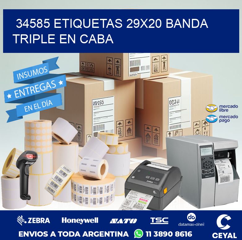 34585 ETIQUETAS 29X20 BANDA TRIPLE EN CABA