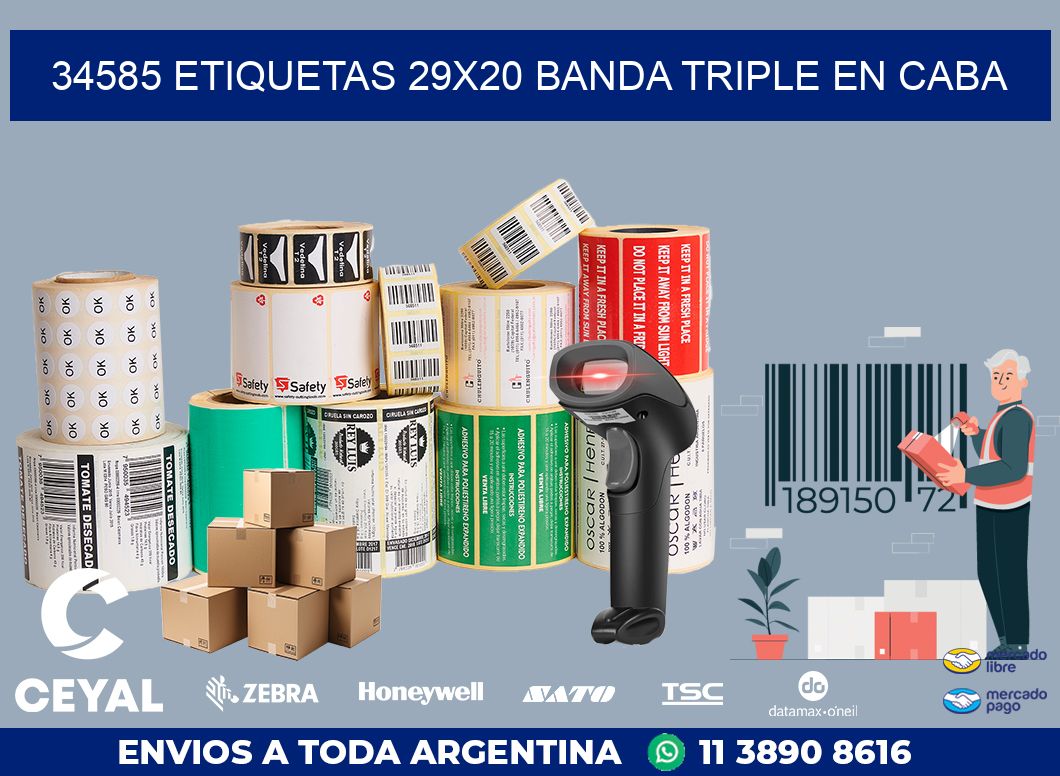 34585 ETIQUETAS 29X20 BANDA TRIPLE EN CABA