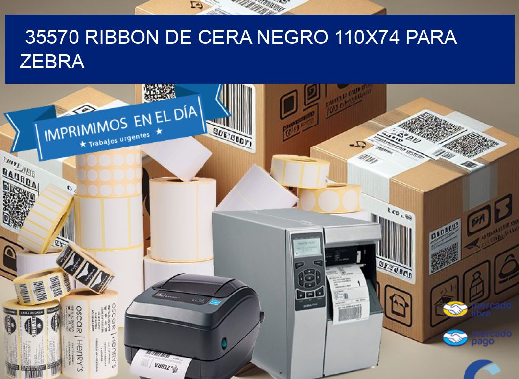 35570 RIBBON DE CERA NEGRO 110X74 PARA ZEBRA
