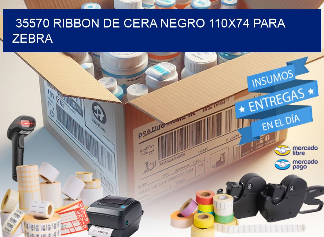 35570 RIBBON DE CERA NEGRO 110X74 PARA ZEBRA