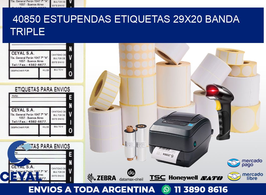 40850 ESTUPENDAS ETIQUETAS 29X20 BANDA TRIPLE