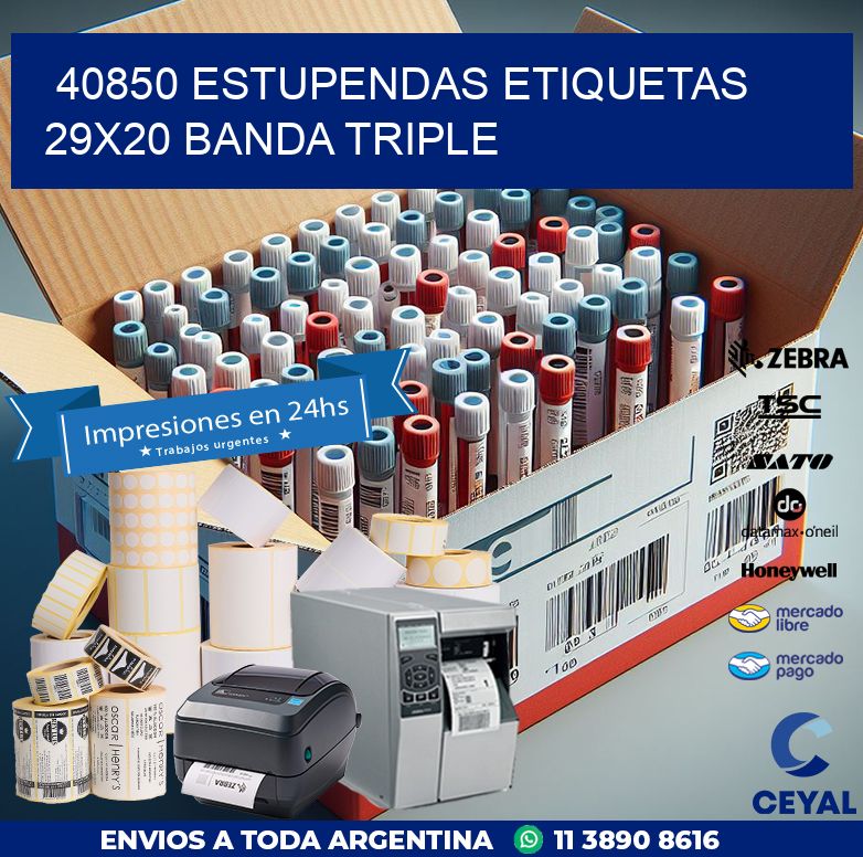 40850 ESTUPENDAS ETIQUETAS 29X20 BANDA TRIPLE