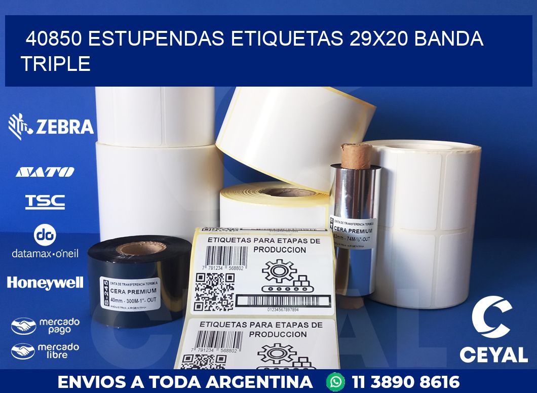 40850 ESTUPENDAS ETIQUETAS 29X20 BANDA TRIPLE