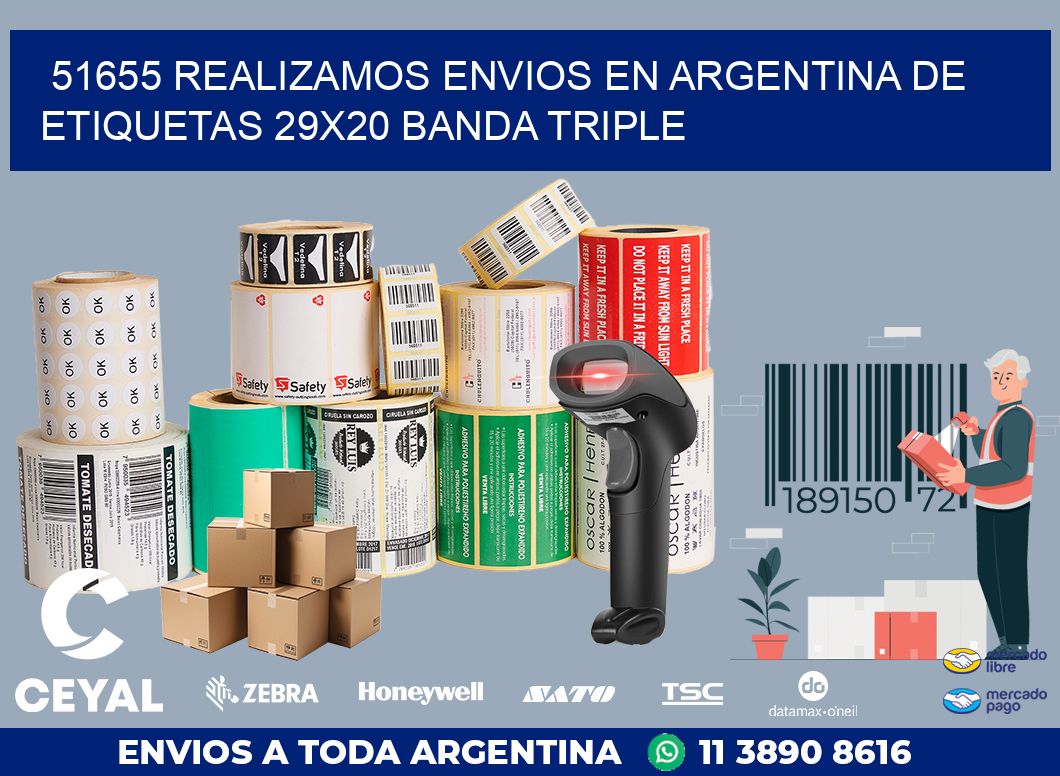 51655 REALIZAMOS ENVIOS EN ARGENTINA DE ETIQUETAS 29X20 BANDA TRIPLE