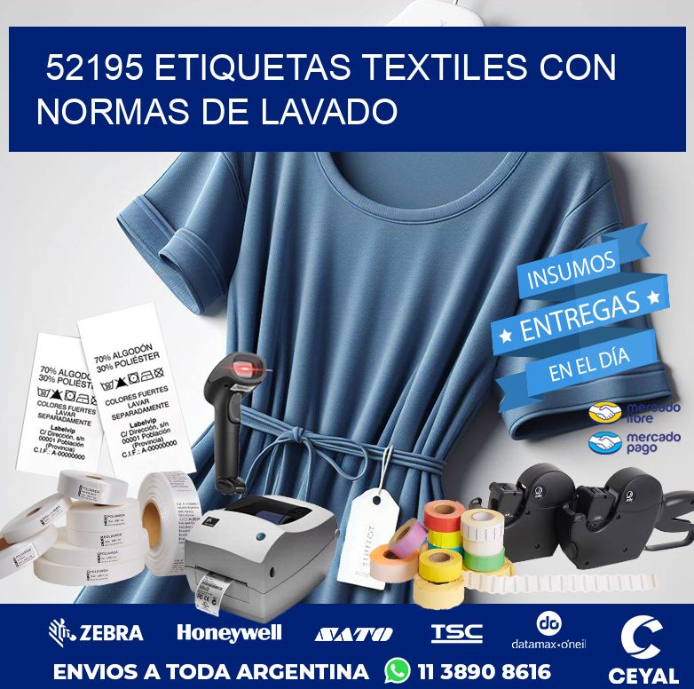 52195 ETIQUETAS TEXTILES CON NORMAS DE LAVADO