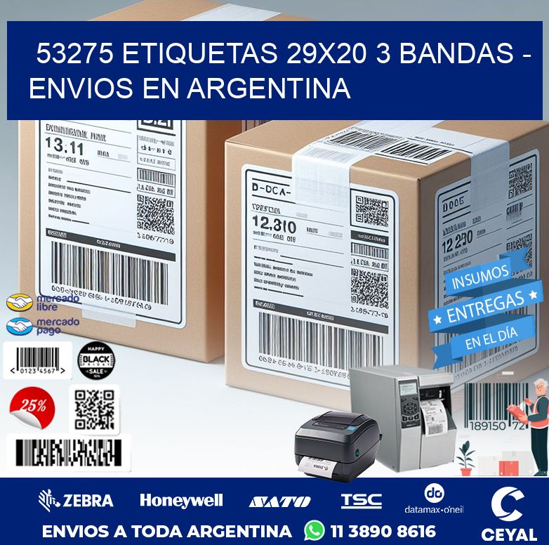53275 ETIQUETAS 29X20 3 BANDAS - ENVIOS EN ARGENTINA