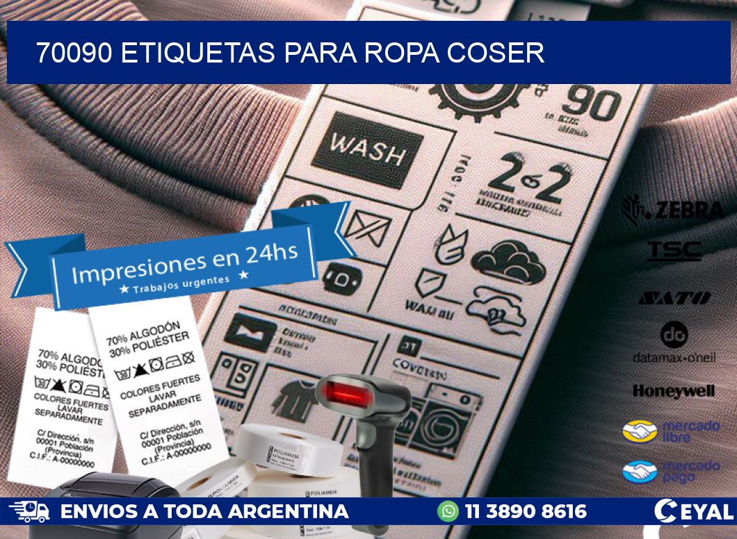 70090 ETIQUETAS PARA ROPA COSER