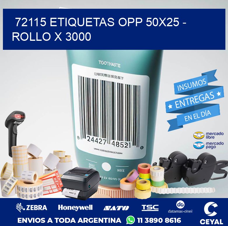72115 ETIQUETAS OPP 50X25 - ROLLO X 3000