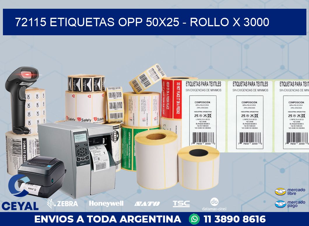 72115 ETIQUETAS OPP 50X25 - ROLLO X 3000