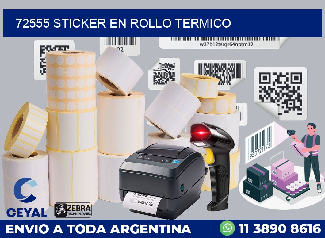72555 STICKER EN ROLLO TERMICO