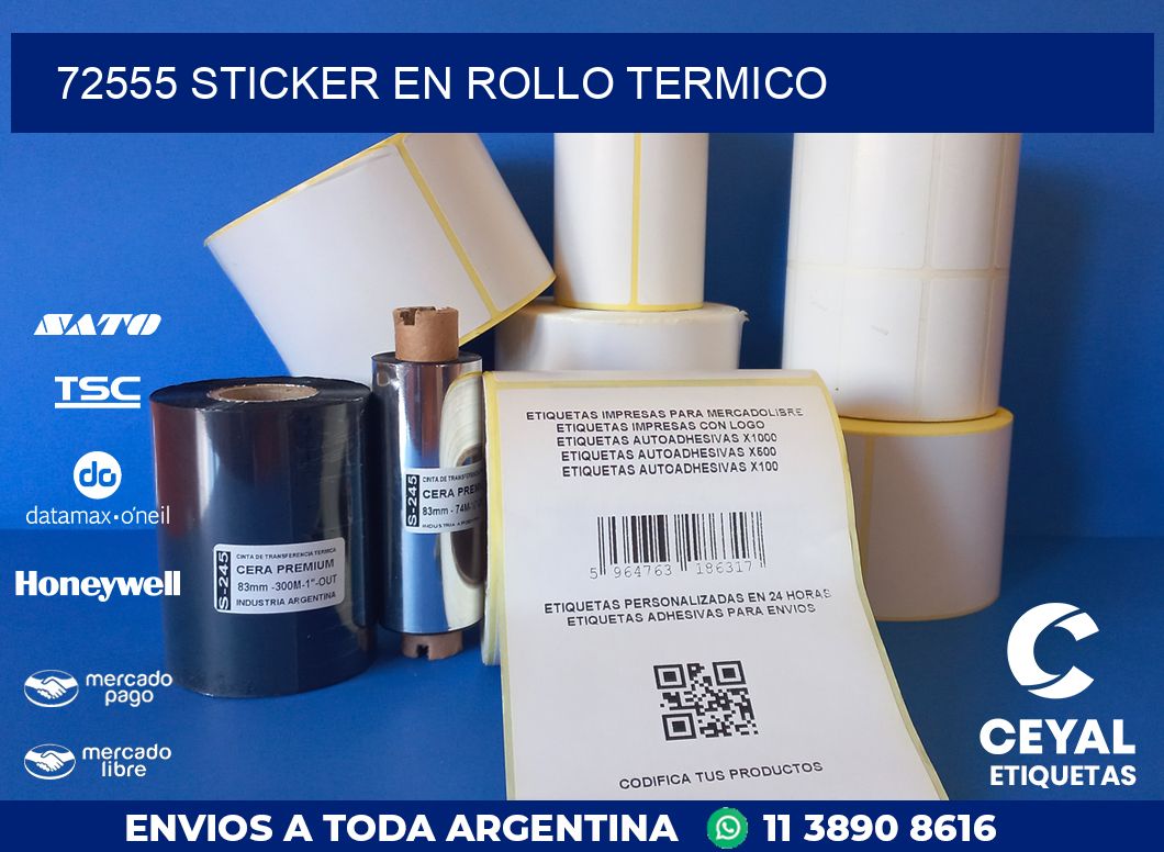 72555 STICKER EN ROLLO TERMICO