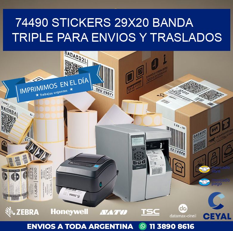 74490 STICKERS 29X20 BANDA TRIPLE PARA ENVIOS Y TRASLADOS