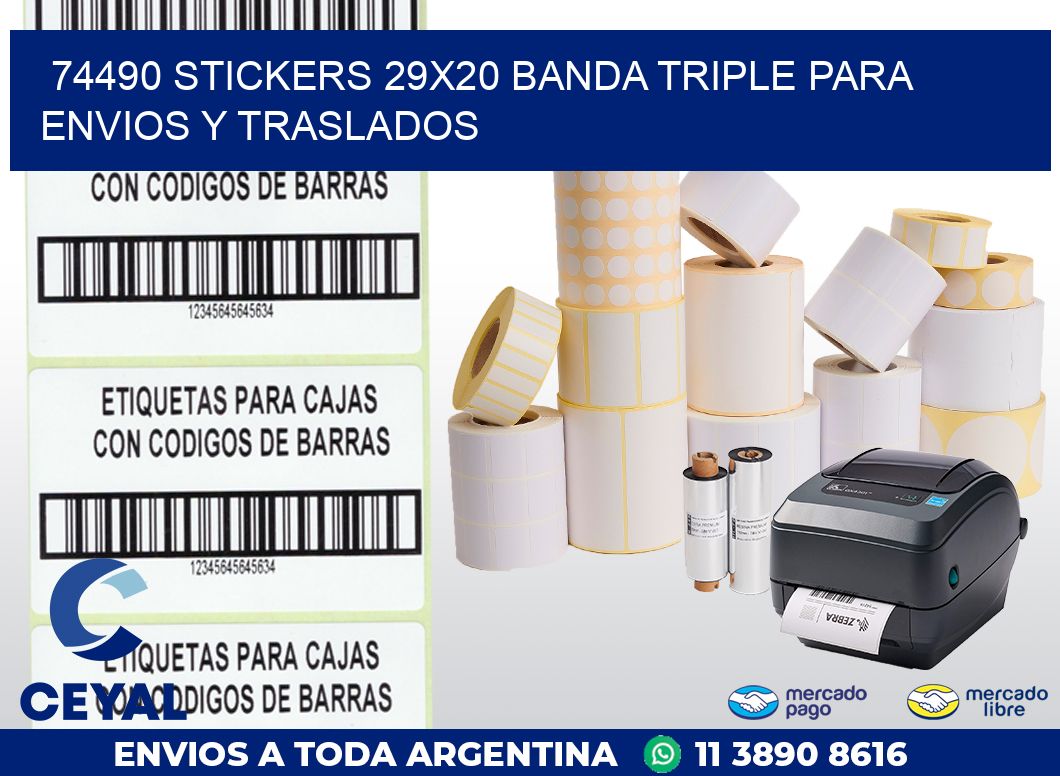 74490 STICKERS 29X20 BANDA TRIPLE PARA ENVIOS Y TRASLADOS