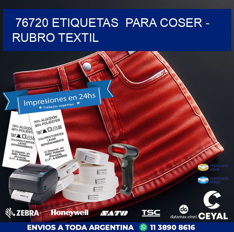 76720 ETIQUETAS  PARA COSER - RUBRO TEXTIL