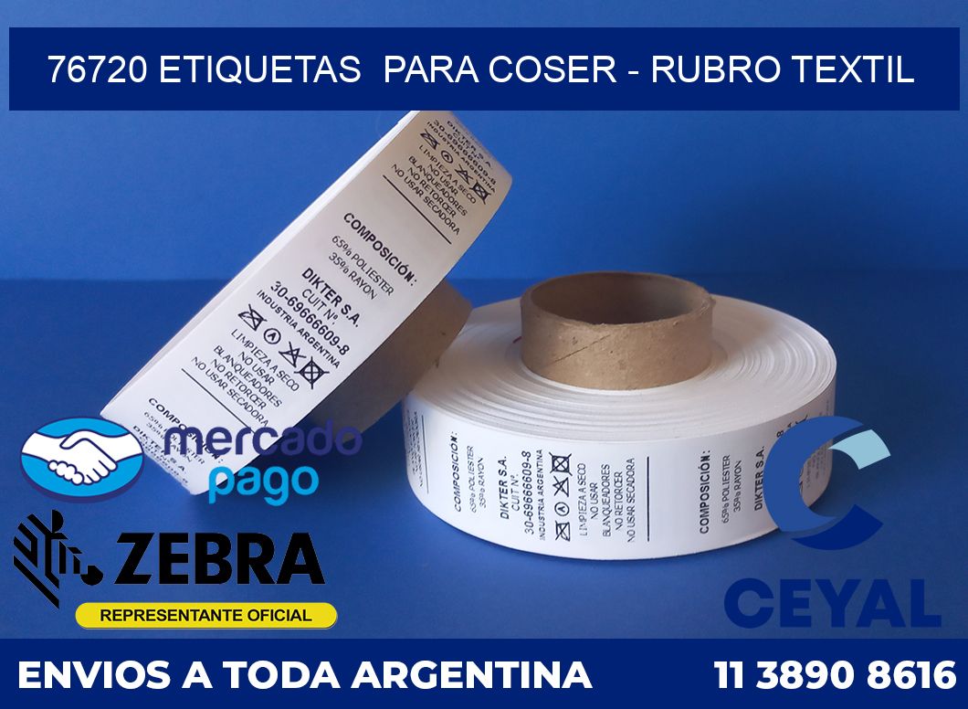 76720 ETIQUETAS  PARA COSER - RUBRO TEXTIL