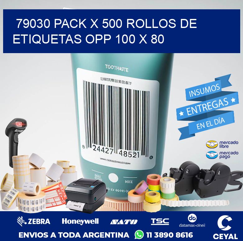 79030 PACK X 500 ROLLOS DE ETIQUETAS OPP 100 X 80