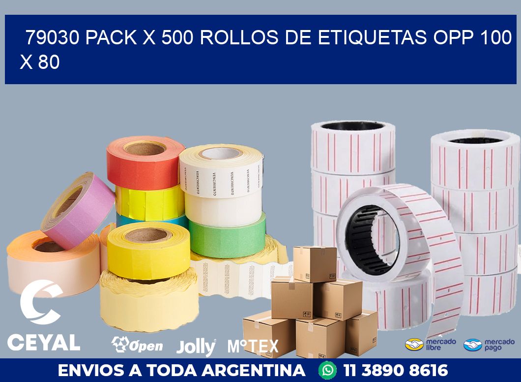 79030 PACK X 500 ROLLOS DE ETIQUETAS OPP 100 X 80