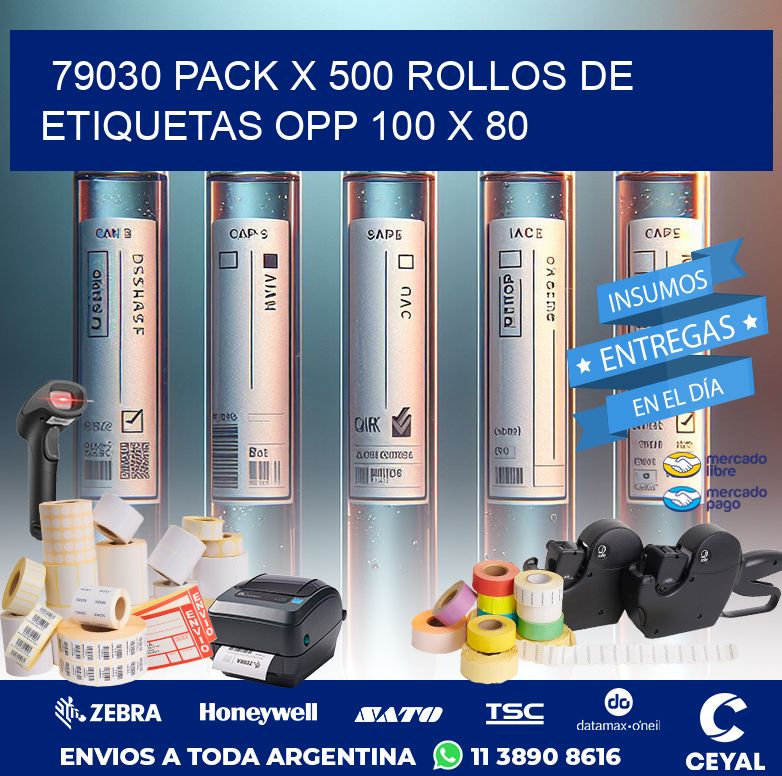 79030 PACK X 500 ROLLOS DE ETIQUETAS OPP 100 X 80