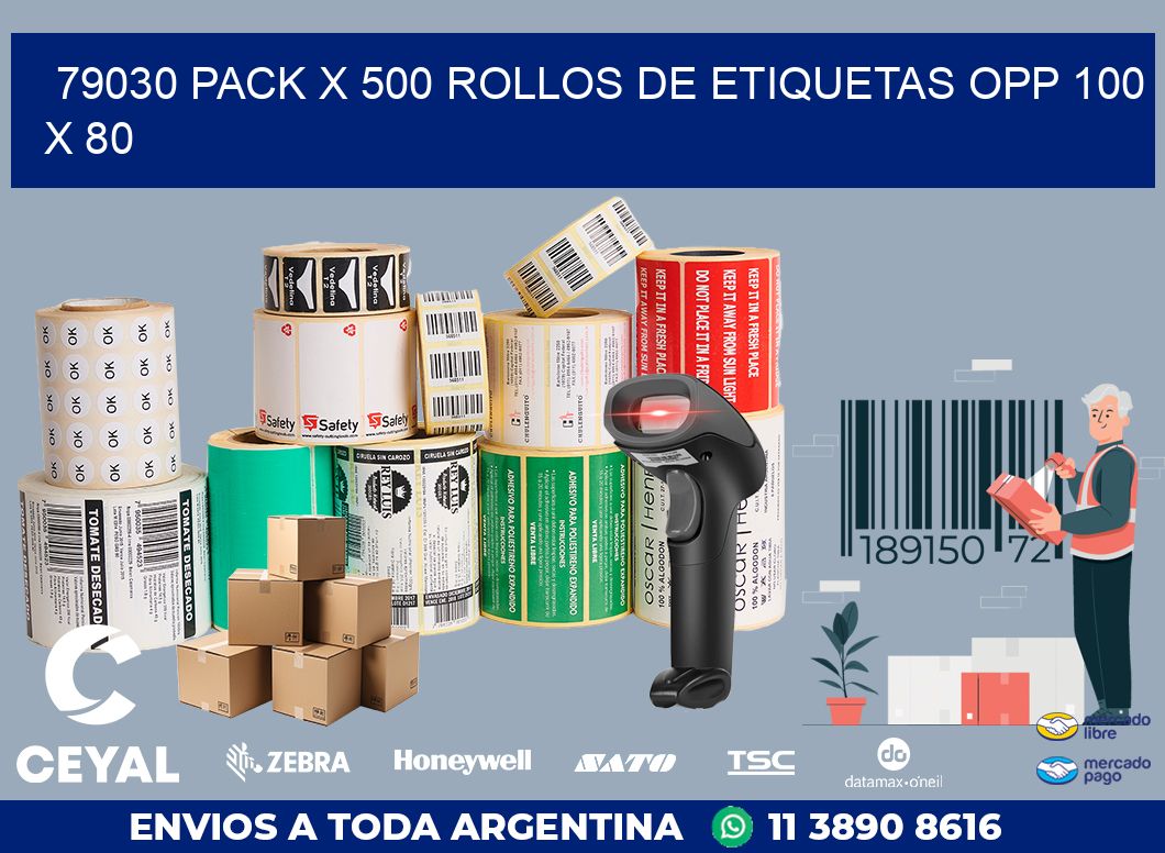 79030 PACK X 500 ROLLOS DE ETIQUETAS OPP 100 X 80