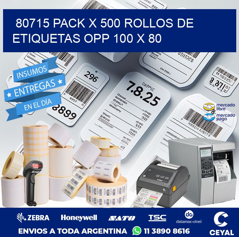 80715 PACK X 500 ROLLOS DE ETIQUETAS OPP 100 X 80
