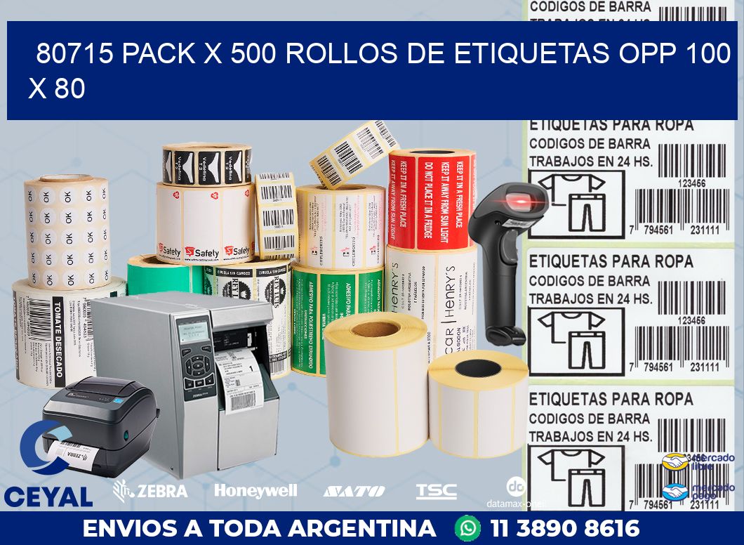 80715 PACK X 500 ROLLOS DE ETIQUETAS OPP 100 X 80