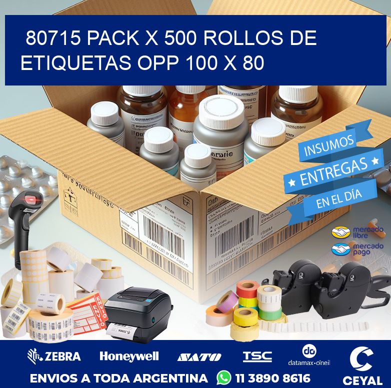 80715 PACK X 500 ROLLOS DE ETIQUETAS OPP 100 X 80