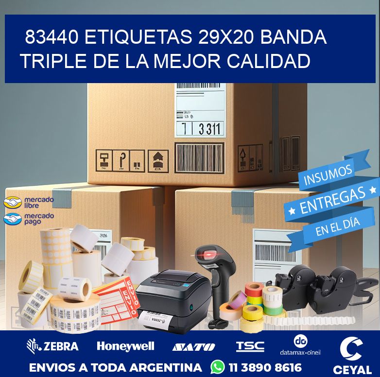 83440 ETIQUETAS 29X20 BANDA TRIPLE DE LA MEJOR CALIDAD