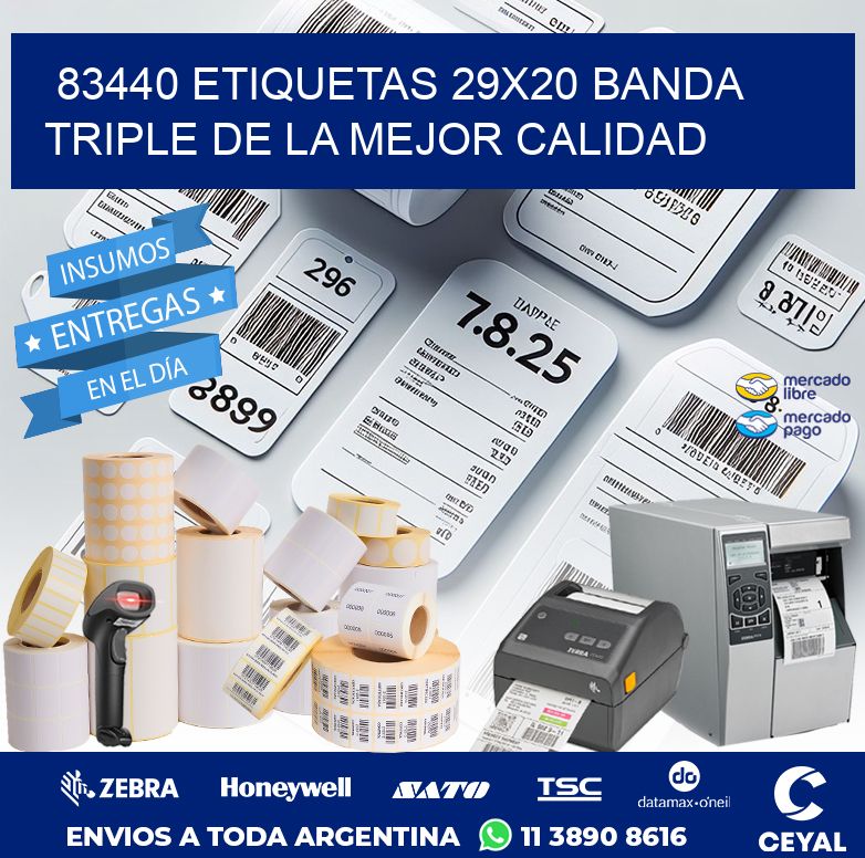 83440 ETIQUETAS 29X20 BANDA TRIPLE DE LA MEJOR CALIDAD