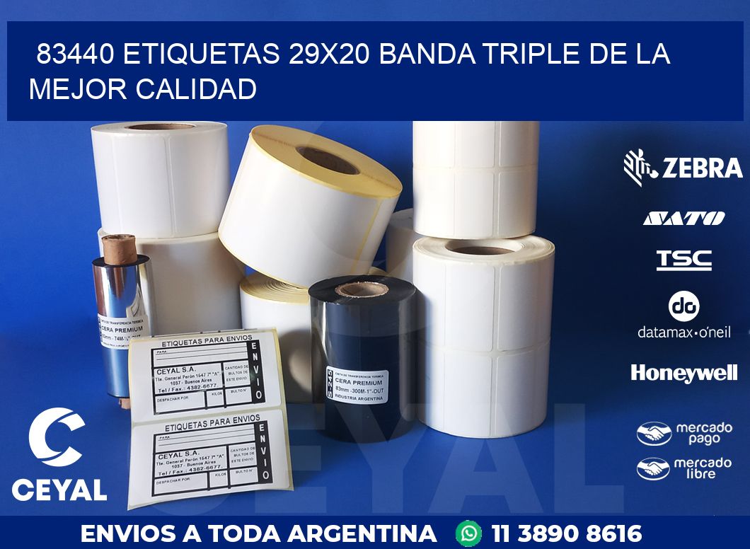 83440 ETIQUETAS 29X20 BANDA TRIPLE DE LA MEJOR CALIDAD