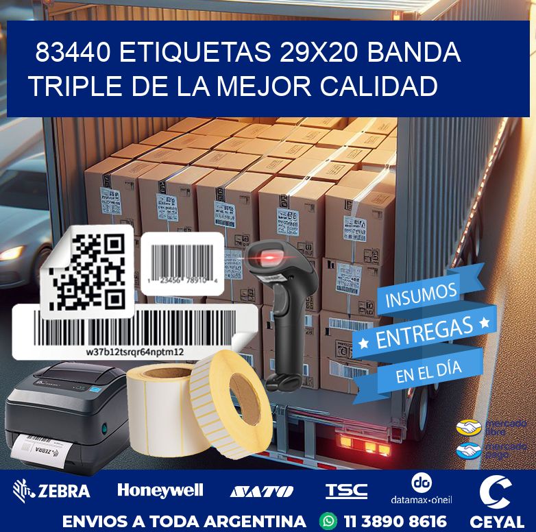 83440 ETIQUETAS 29X20 BANDA TRIPLE DE LA MEJOR CALIDAD
