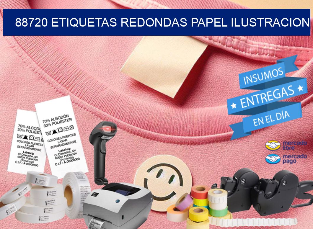 88720 ETIQUETAS REDONDAS PAPEL ILUSTRACION