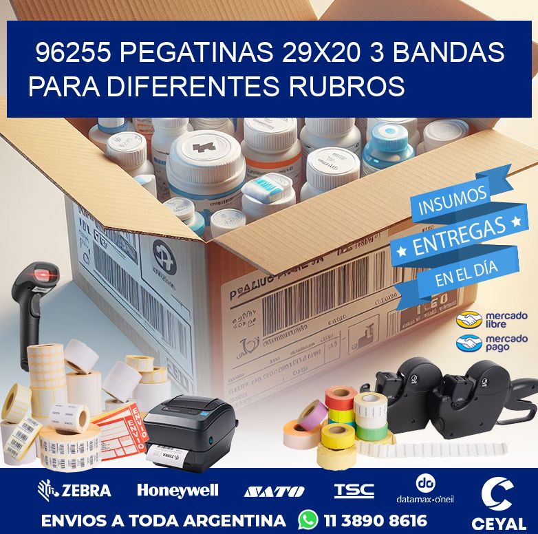 96255 PEGATINAS 29X20 3 BANDAS PARA DIFERENTES RUBROS