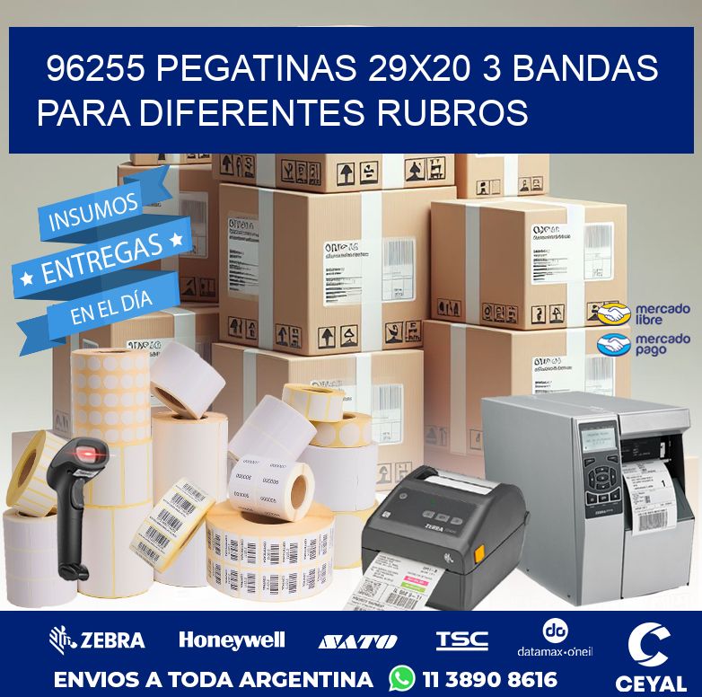 96255 PEGATINAS 29X20 3 BANDAS PARA DIFERENTES RUBROS