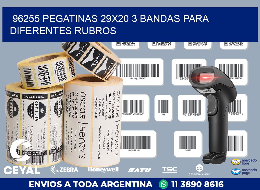 96255 PEGATINAS 29X20 3 BANDAS PARA DIFERENTES RUBROS